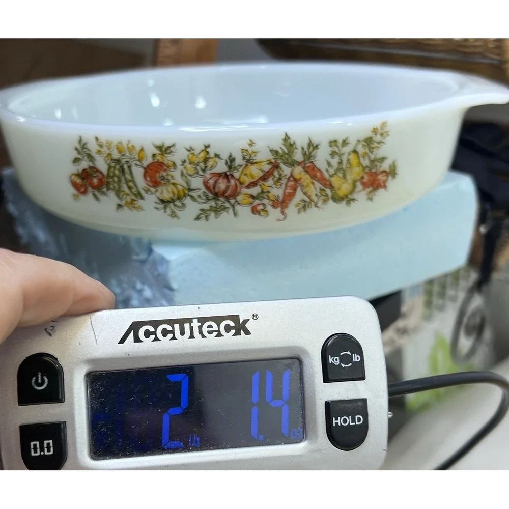 Vintage Anchor Hocking Fire King Harvest Vegetable 9 Inch Casserole NOS USA